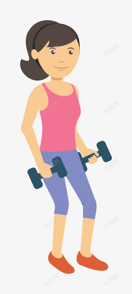 举重女的png免抠素材_88icon https://88icon.com 举重 健康 健身 健身房 卡通美女 器材 红色 背心 运动 运动器械 黑色