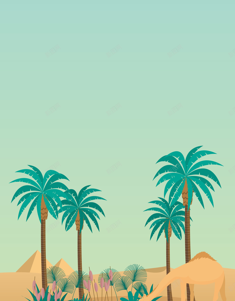 沙漠绿洲茶壶海报背景矢量图ai设计背景_88icon https://88icon.com 卡通 开心 扁平化 椰树 水绿色 水资源 沙漠 海报 渐变 环保 矢量 素材 绿洲 背景 茶壶 矢量图
