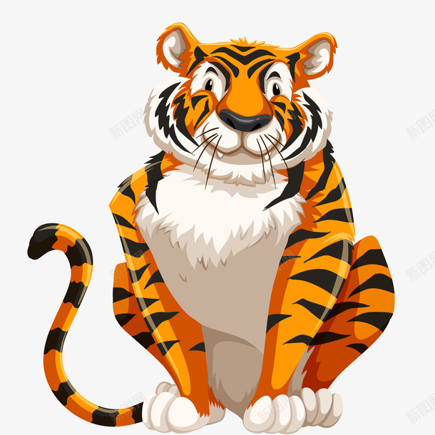 黄色圆弧老虎卡通插画矢量图ai免抠素材_88icon https://88icon.com 动物 卡通插画 圆弧 矢量图 纹理 老虎 耳朵 虎背纹理 黄色