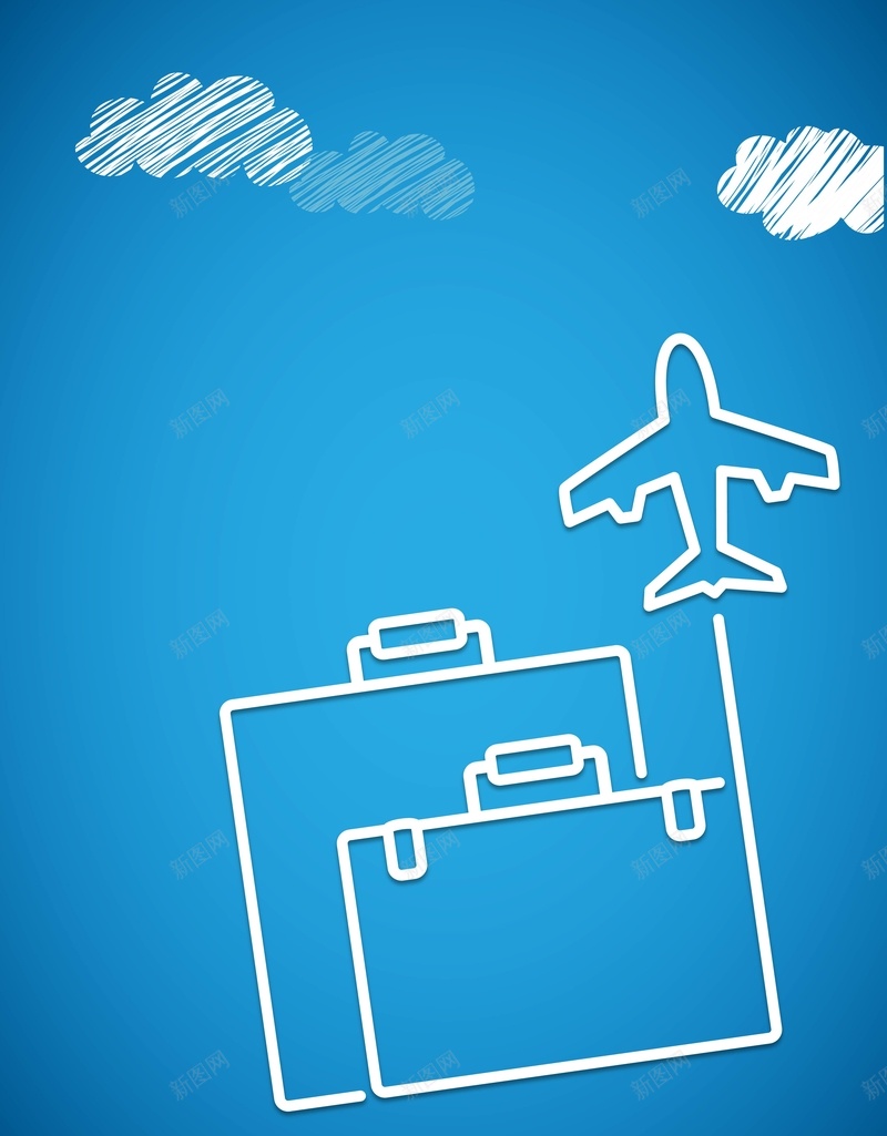 矢量手绘创意旅游背景ai设计背景_88icon https://88icon.com 创意 卡通 手绘 旅游 海报 矢量 童趣 线描 背景 蓝色 行李箱 飞机 矢量图