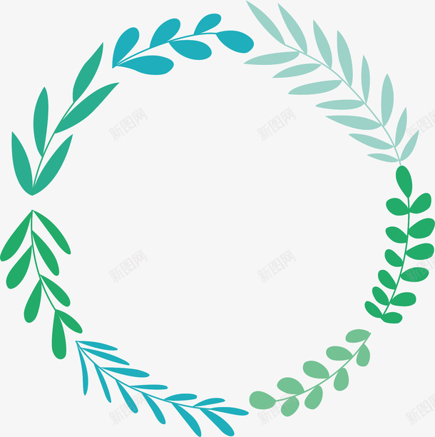 圆形绿叶边框cdr免抠素材_88icon https://88icon.com 叶子 树叶 绿叶 绿色 边框
