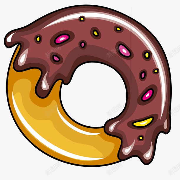 巧克力甜甜圈插画矢量图ai免抠素材_88icon https://88icon.com 卡通甜甜圈 巧克力甜甜圈插画 早餐 甜甜圈 美味点心 面点 矢量图