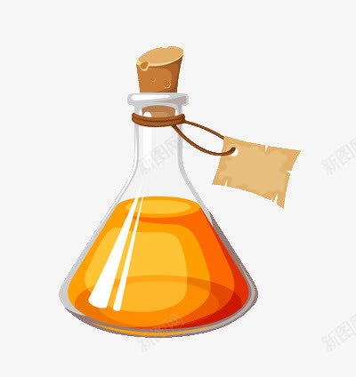一瓶子液体png免抠素材_88icon https://88icon.com 塞子 标签 黄色