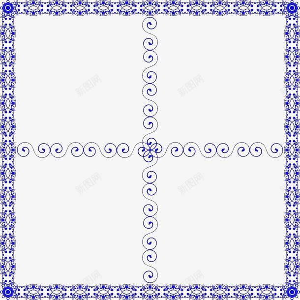 中国风对称边框png免抠素材_88icon https://88icon.com 对称 底纹 边框 青花瓷 青花边框