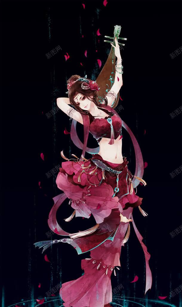 手绘中国风紫衣性感美女jpg设计背景_88icon https://88icon.com 国风 性感 美女