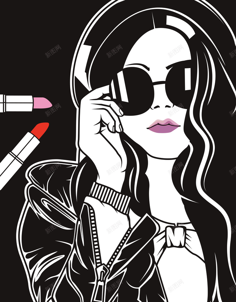 黑白简约创意插画美妆节海报背景矢量图ai设计背景_88icon https://88icon.com 创意 化妆品海报 化妆品素 口红海报 插画 材美妆节 矢量人物 矢量素材 简约 黑白 矢量图