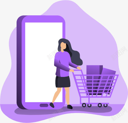 UI插画线上购物png免抠素材_88icon https://88icon.com UI 女性 手机UI原型 手机支付 线上 购物