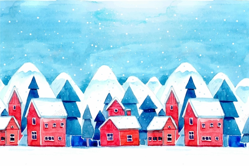 雪白水彩风景海报背景模板矢量图ai设计背景_88icon https://88icon.com AI 卡通 小镇 建筑 水彩 海报 矢量 雪景 雪白 风景 矢量图