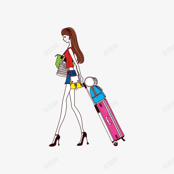 拉着行李的女孩png免抠素材_88icon https://88icon.com 女孩 手绘 拉着 旅行箱的人 行李