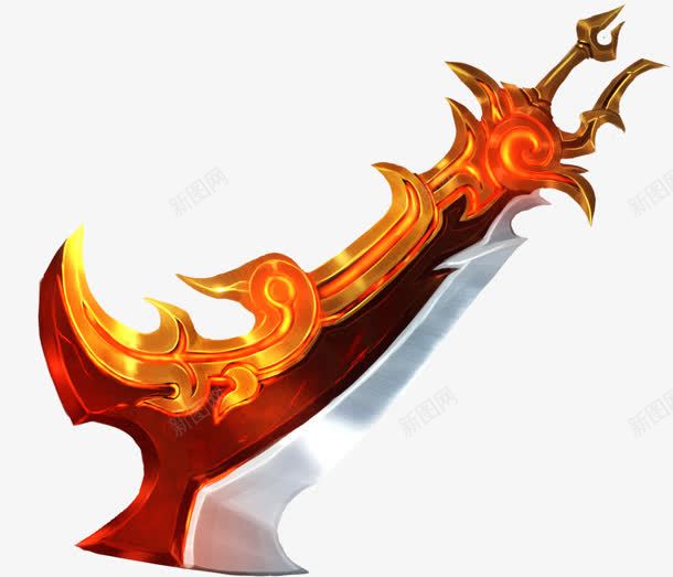 手绘金色武器网游png免抠素材_88icon https://88icon.com 武器 武器库 金色