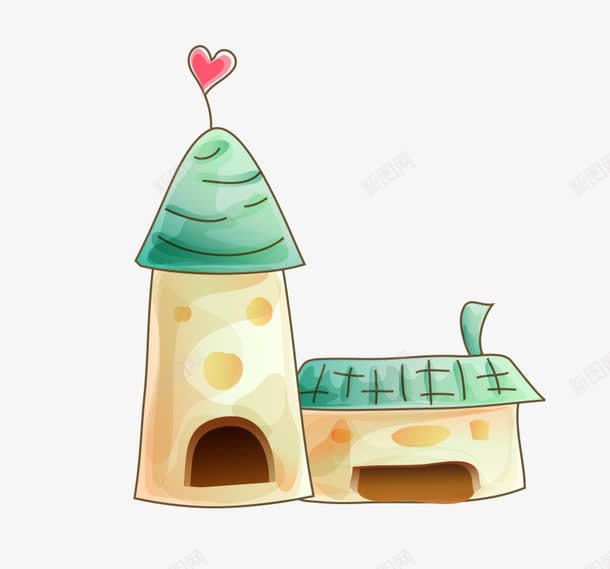 绿色蘑菇房子png免抠素材_88icon https://88icon.com 卡通 爱心 蘑菇房子