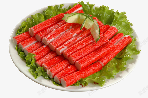 一盘蟹棒psd免抠素材_88icon https://88icon.com 生菜 盘子 蟹棒 食物