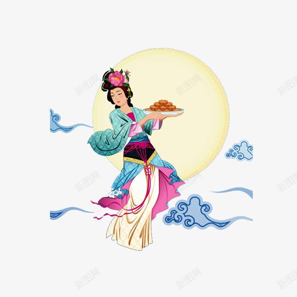 嫦娥psd免抠素材_88icon https://88icon.com 中秋 奔月 嫦娥 月饼 节日