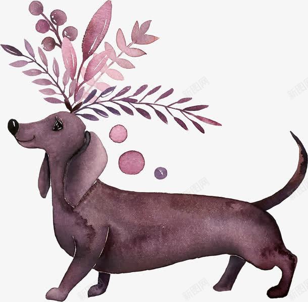 手绘贵宾犬和花草插画png免抠素材_88icon https://88icon.com 卡通装饰 广告设计 微笑的狗狗 文艺清新风插画 海报设计 贵兵犬 贵宾犬和花草