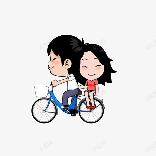 情侣骑单车卡通图png免抠素材_88icon https://88icon.com 卡通手绘 害羞女孩 开心男孩 情侣骑单车
