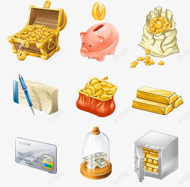 银行主题商务矢量图eps免抠素材_88icon https://88icon.com 商务 金币 银行 矢量图
