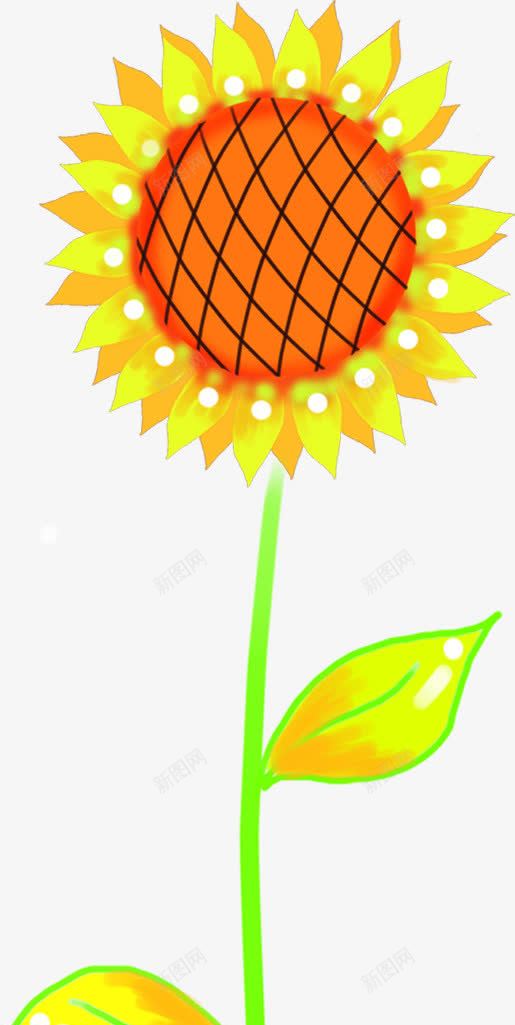 黄色卡通向日葵手绘png免抠素材_88icon https://88icon.com 卡通 向日葵 黄色