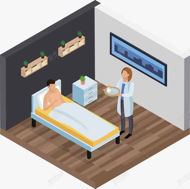一个躺着的病人和医护人员矢量图eps免抠素材_88icon https://88icon.com 两个人 人 病床 病床png 病床矢量图 矢量图