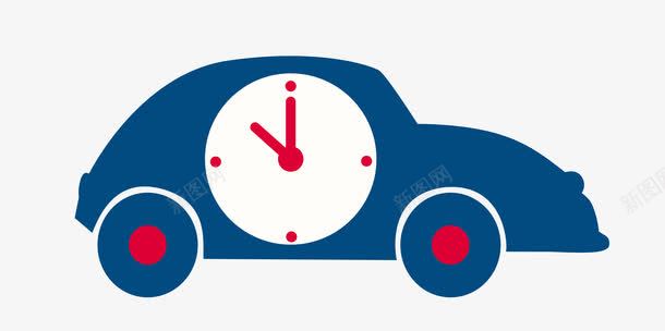 汽车钟表png免抠素材_88icon https://88icon.com 一辆 卡通 手绘 指针 汽车 白色 红色 蓝色 钟表