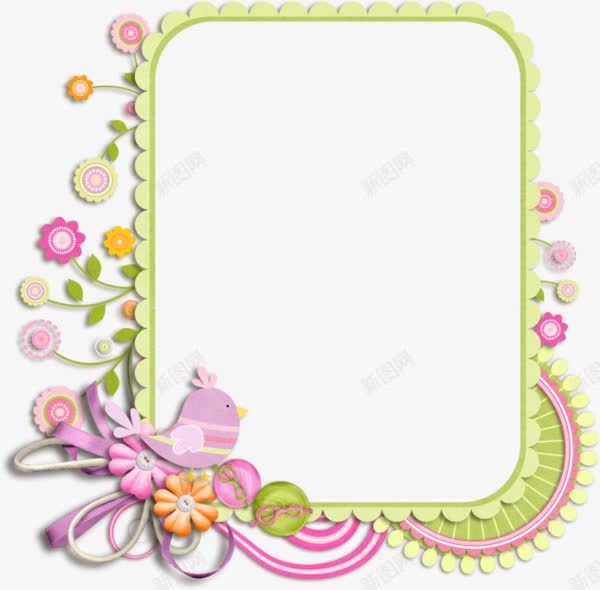 可爱花纹边框png免抠素材_88icon https://88icon.com 可爱边框 花卉 花纹底纹 花纹边框