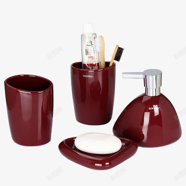 洗漱四件套装png免抠素材_88icon https://88icon.com 产品实物 亮面 用品 陶瓷