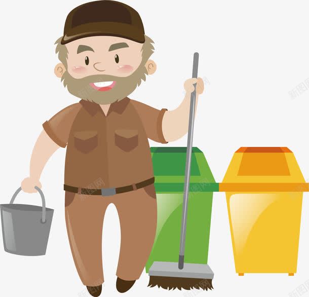 垃圾清洁工png免抠素材_88icon https://88icon.com 扫垃圾 清洁工 环境保护 矢量素材 社区清洁