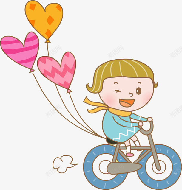 卡通骑车的孩子图png免抠素材_88icon https://88icon.com 孩子 气球 爱心 玩耍的 自行车 运动的 高兴地
