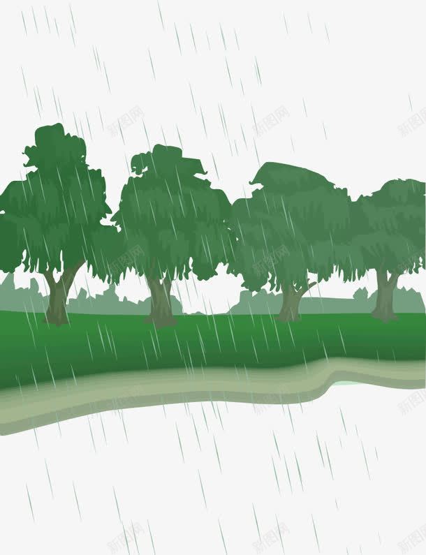 手绘下雨的乡间png免抠素材_88icon https://88icon.com 下雨的乡间 小路 手绘