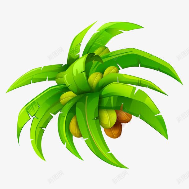 卡通椰子树png免抠素材_88icon https://88icon.com 叶子 植物 椰子树 矢量椰子树 矢量绿树 绿叶 绿树 绿色