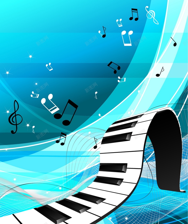 钢琴琴键矢量图ai设计背景_88icon https://88icon.com 琴键 符号 蓝色 钢琴 音乐 矢量图