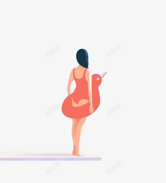 站在跳板上的人png免抠素材_88icon https://88icon.com 游泳圈 穿泳衣的人 跳板 鸭子