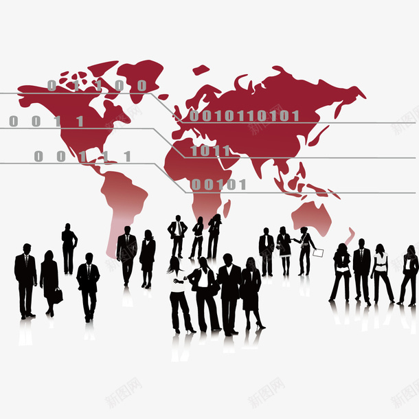 地图和商务人物矢量图ai免抠素材_88icon https://88icon.com 人物剪影 商务人物 地图 矢量图