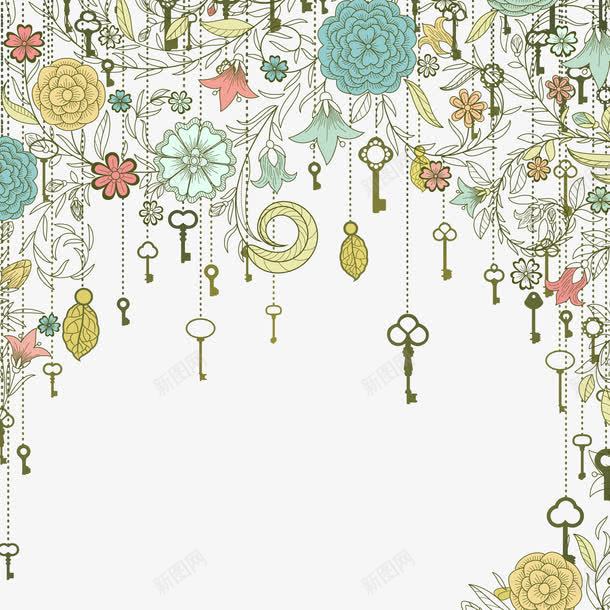 花的背景png免抠素材_88icon https://88icon.com 树叶 线条 花纹 钥匙