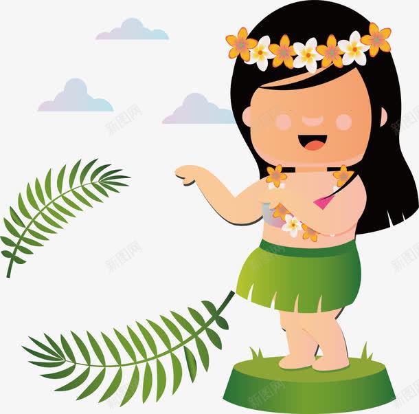 卡通草裙舞女孩png免抠素材_88icon https://88icon.com 夏威夷 夏威夷女孩 矢量png 草裙舞 草裙舞女孩 跳舞女孩