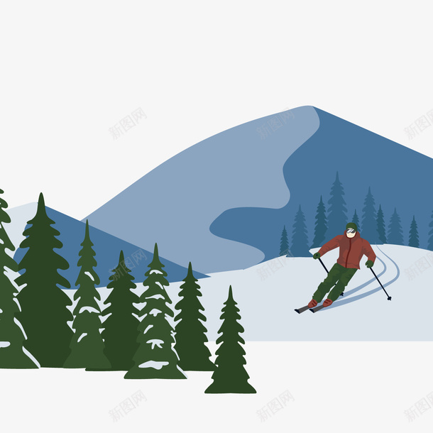 冬季滑雪的男子矢量图ai免抠素材_88icon https://88icon.com 冬季 滑雪 男子 运动 风景 矢量图