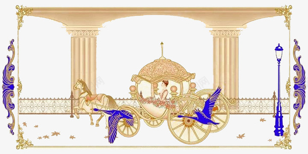 古代贵族驾马车出行图png免抠素材_88icon https://88icon.com 古代车马 天鹅 有气派 精巧的马车 雄伟的庭阁立柱