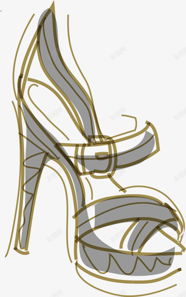 手绘插画矢量图ai免抠素材_88icon https://88icon.com 女孩 平面设计 手绘 插画 时尚 漂亮 高跟鞋 矢量图