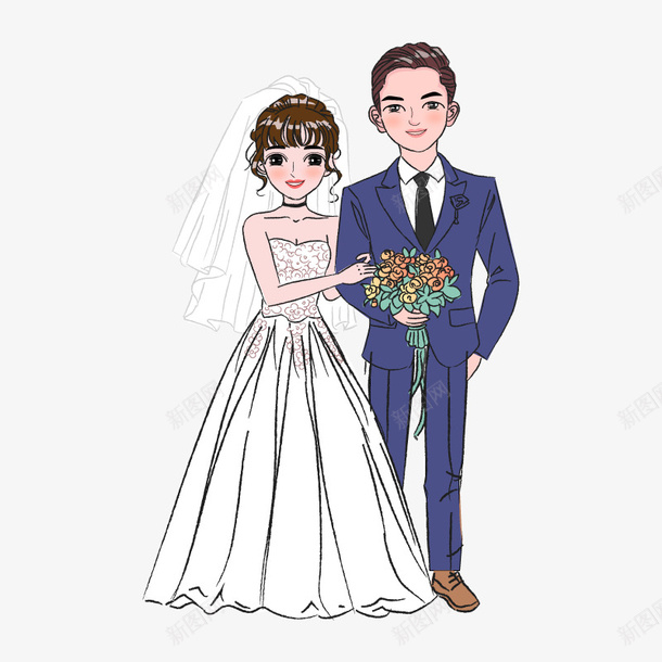 新郎新娘新人卡通婚礼小人16矢量图ai免抠素材_88icon https://88icon.com 卡通婚礼小人 新人 新娘 新郎 矢量图