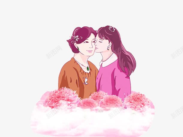 母亲节母女插图元素png免抠素材_88icon https://88icon.com 元素 插图 母与女 母亲节 母女