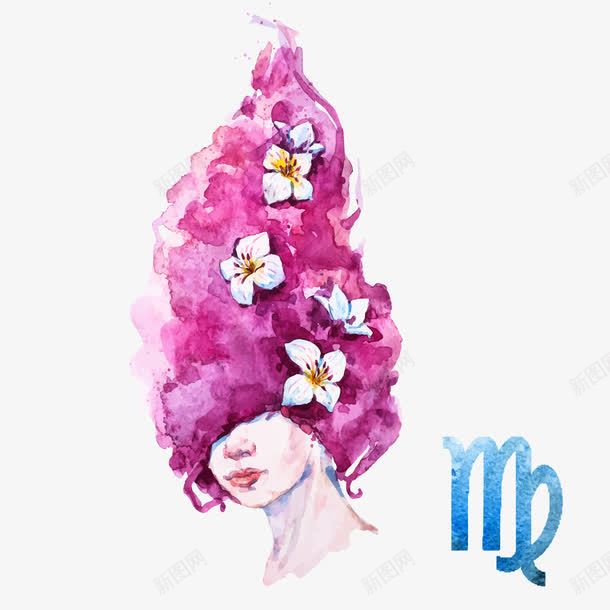 处女座矢量图eps免抠素材_88icon https://88icon.com 卡通 处女座 星座 水彩 符号 矢量图
