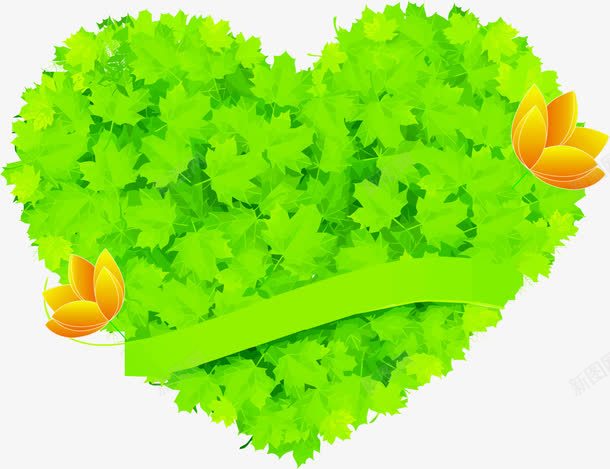 绿色卡通树叶爱心花朵png免抠素材_88icon https://88icon.com 卡通 树叶 爱心 绿色 花朵