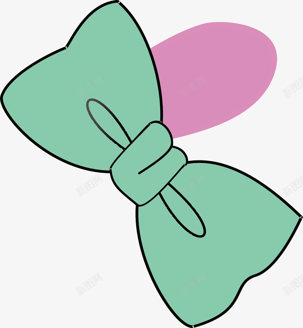绿色蝴蝶结矢量图ai免抠素材_88icon https://88icon.com 卡通手绘 粉红色 绿色 蝴蝶结 装饰品 矢量图