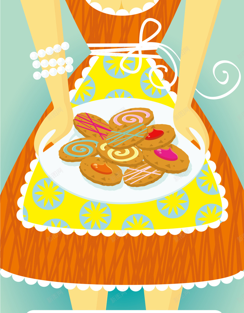 妈妈端着一盘糕点插画矢量图ai设计背景_88icon https://88icon.com 卡通 可爱 围裙 妈妈 妈妈端着一盘糕点插画 捧着 插画 母亲 点心 端着 糕点 糕饼 绘画 美味 饼干 矢量图