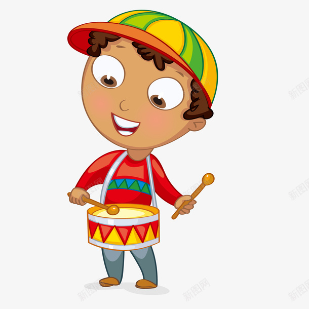 打鼓的男孩子矢量图ai免抠素材_88icon https://88icon.com 卡通 可爱 快乐 戴帽子 打鼓 玩耍 男孩 矢量图