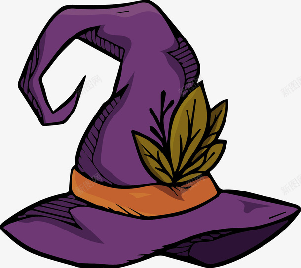 紫色的万圣节女巫帽矢量图ai免抠素材_88icon https://88icon.com 万圣节 万圣节女巫帽 卡通女巫帽 女巫帽 矢量png 紫色女巫帽 矢量图