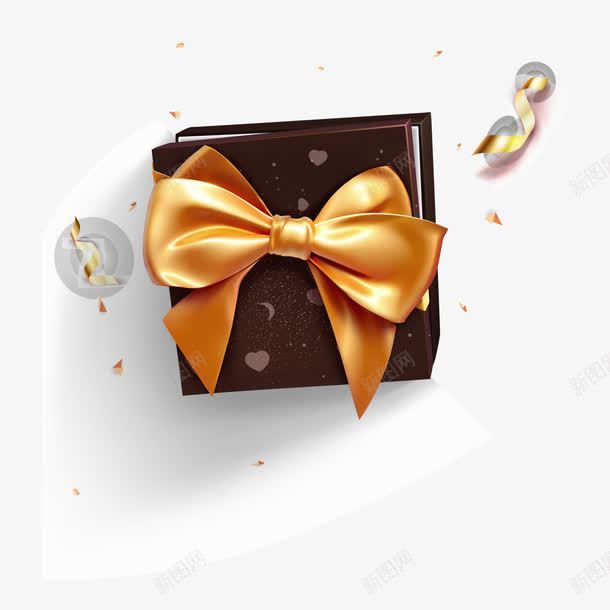 情人节金色蝴蝶结礼盒png免抠素材_88icon https://88icon.com 礼盒 蝴蝶结 金色