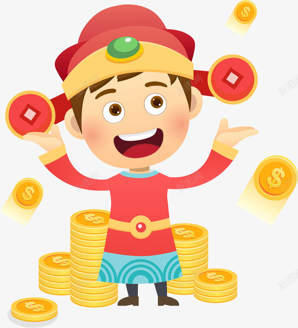 手拿红色金币的小男孩png免抠素材_88icon https://88icon.com 创意 卡通 商务 喜庆 小男孩 手绘 红色 金币