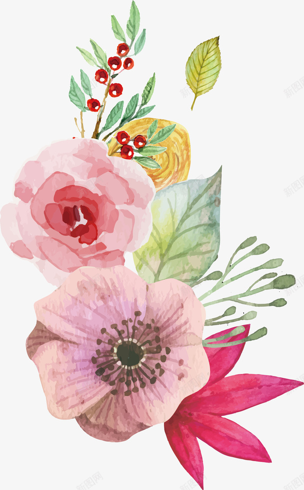 精美水彩花卉装饰矢量图ai免抠素材_88icon https://88icon.com 水彩 精美 花卉 装饰 矢量图