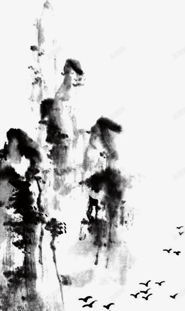 黑白中国风山水墨背景png免抠素材_88icon https://88icon.com 中国风 山水墨 素材 背景 黑白