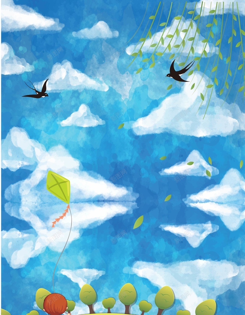 蓝色天空下放风筝的小朋友背景矢量图ai设计背景_88icon https://88icon.com AI 天空 小朋友 手绘 海报 矢量素材 背景 舒心 蓝色 风筝 高清背景设计图 矢量图